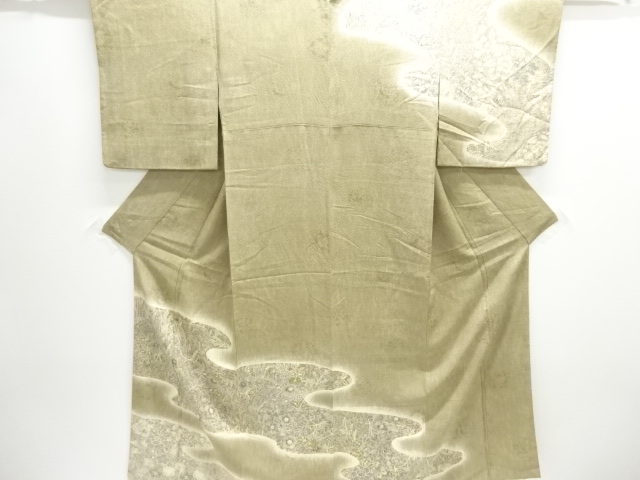 JAPANESE KIMONO / HOMONGI / SILK / MIST & FLORAL PLANTS
